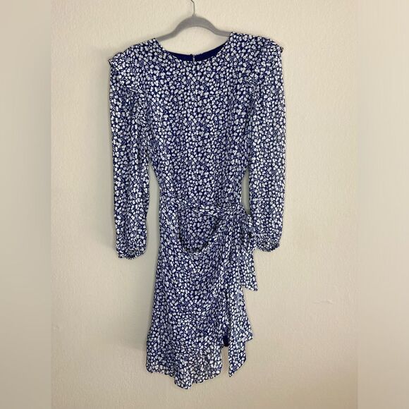 Reformation Quest Mini Blue Dress Soho Print Size 12 - Picture 5 of 8
